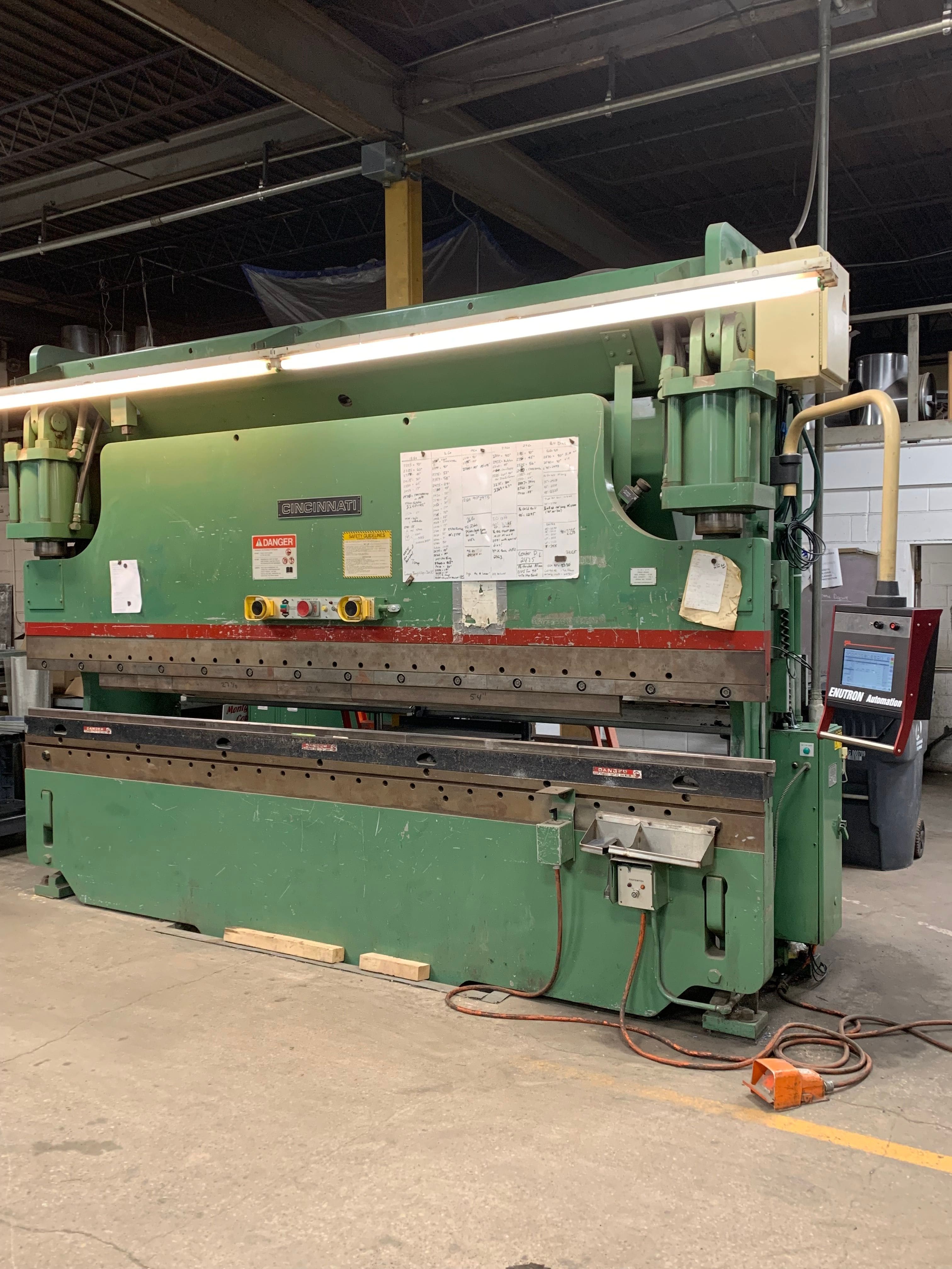 ENUTRON provides complete control retrofit solutions for all Cincinnati press brake machinery. Cincinnati CB press brake control retrofit systems.